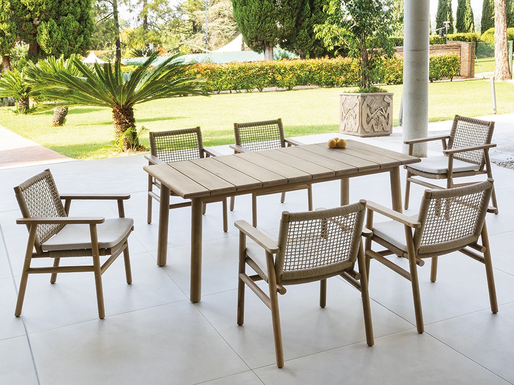 Mesa para comedor exterior de madera de acacia Nature de Arkimueble - 1