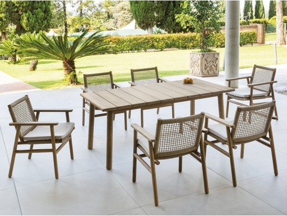 Mesa para comedor exterior de madera de acacia Nature de Arkimueble - 1