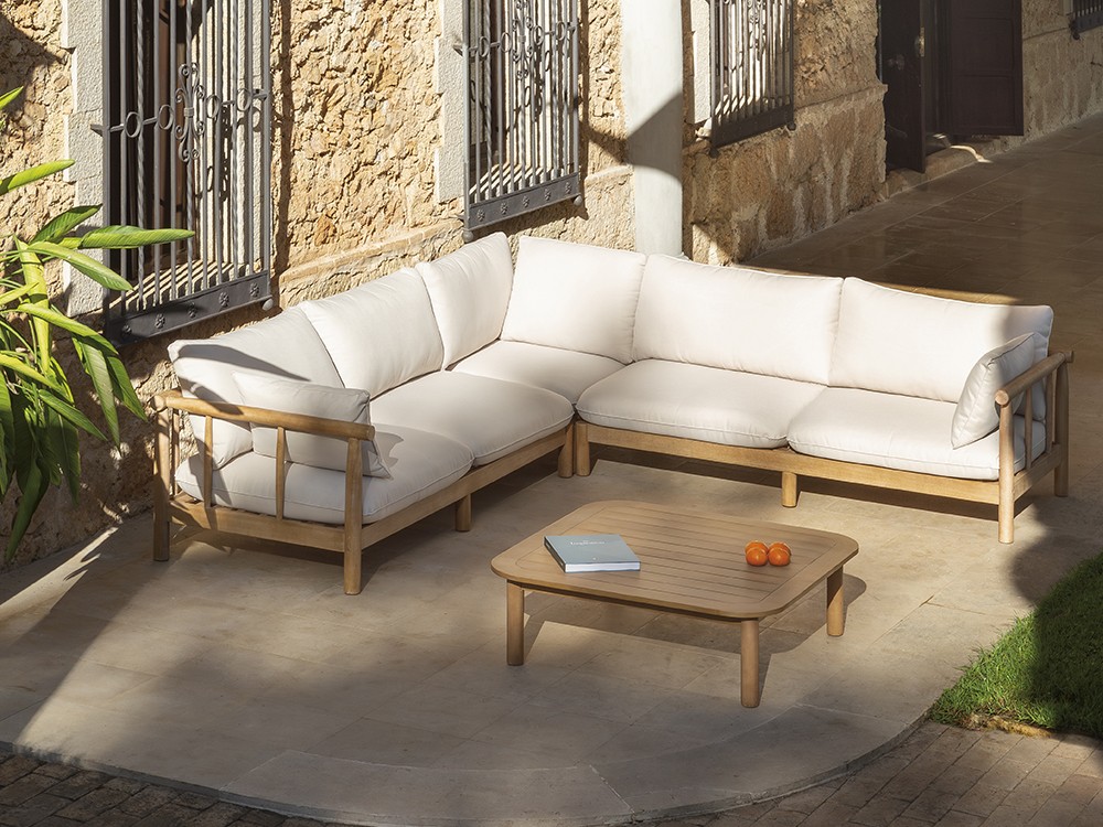 Conjunto de sofá rinconera de madera de eucalipto Green Arkimueble - 1