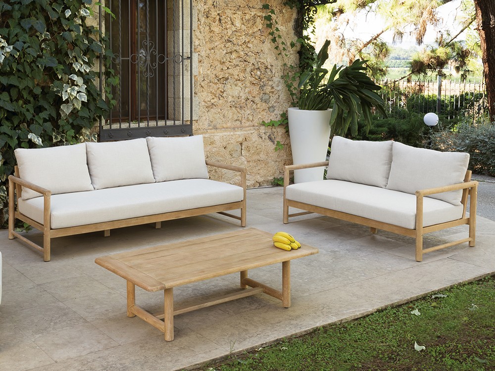 Sofá de dos o tres plazas de madera de eucalipto Green de Arkimueble - 1