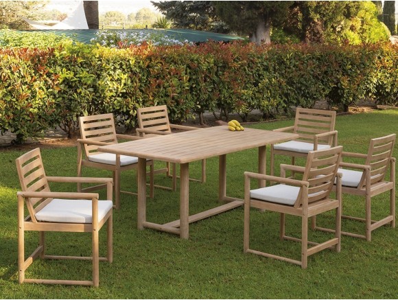 Mesa de comedor exterior de eucalipto Green de Arkimueble - 1