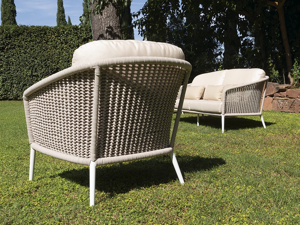 Sillón para salón exterior de aluminio y cuerda trenzada Santorini de Arkimueble - 3