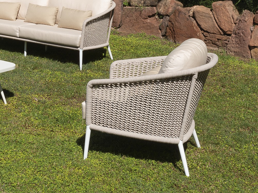 Sillón para salón exterior de aluminio y cuerda trenzada Santorini de Arkimueble - 2
