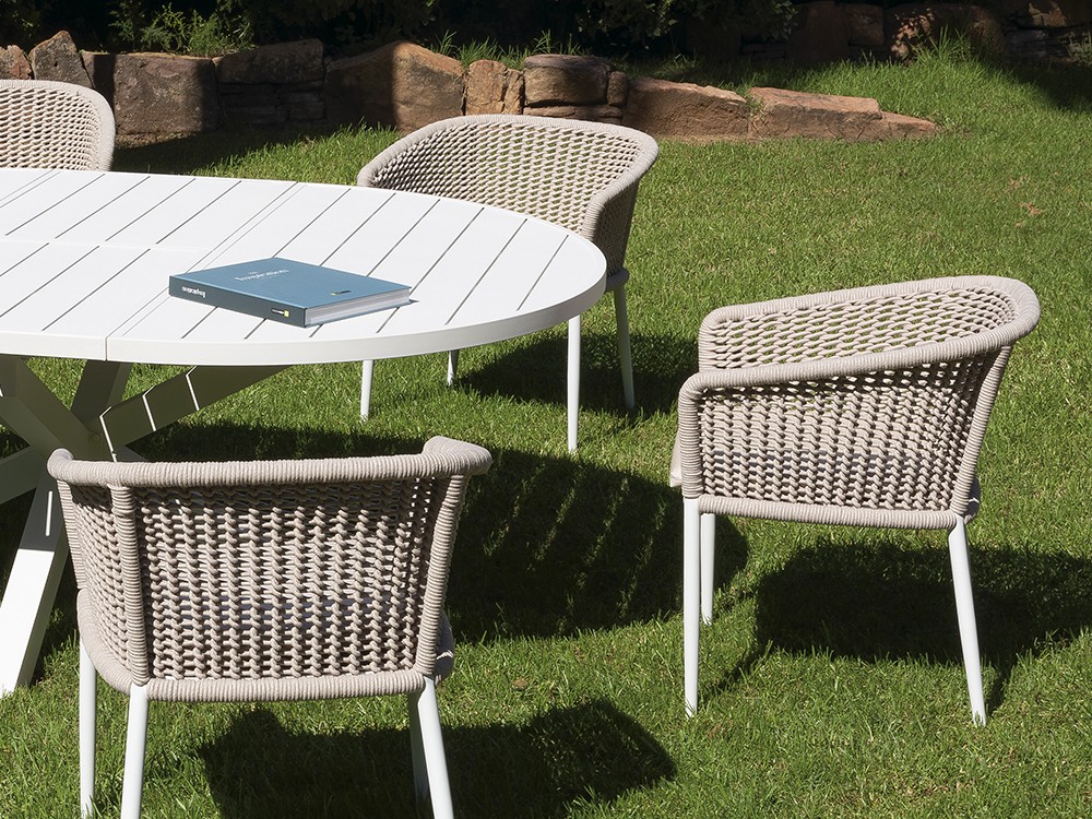 Silla de comedor exterior de aluminio y  cuerda trenzada Santorini de Arkimueble - 1