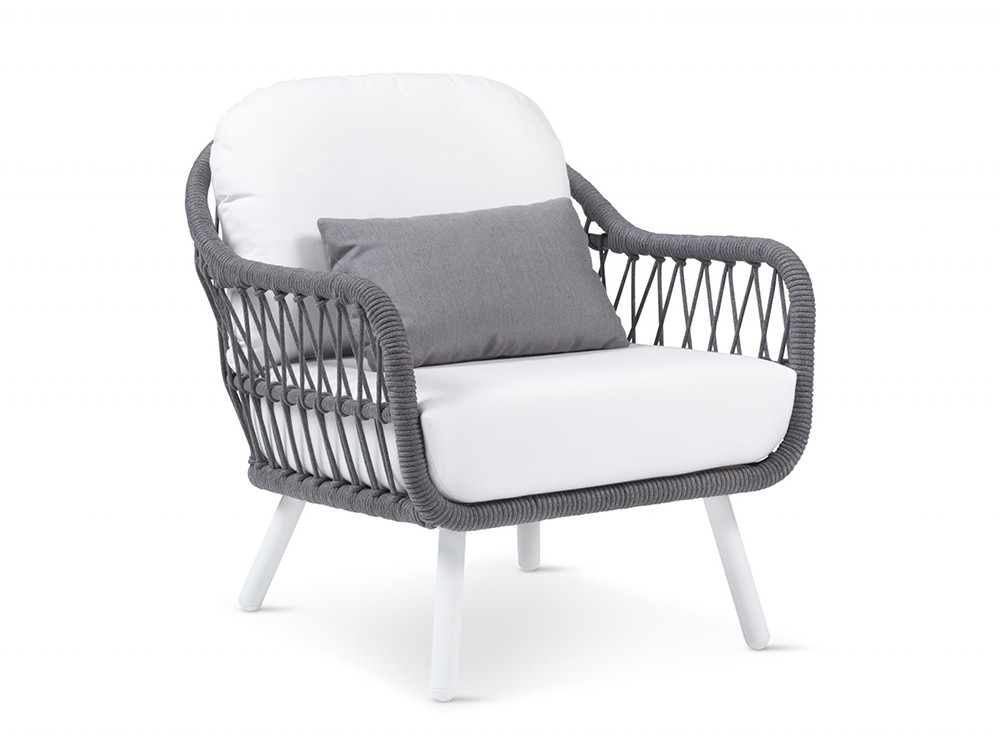 Sillón para salón exterior de estructura de aluminio y cuerda trenzada Madeira de Arkimueble - 1