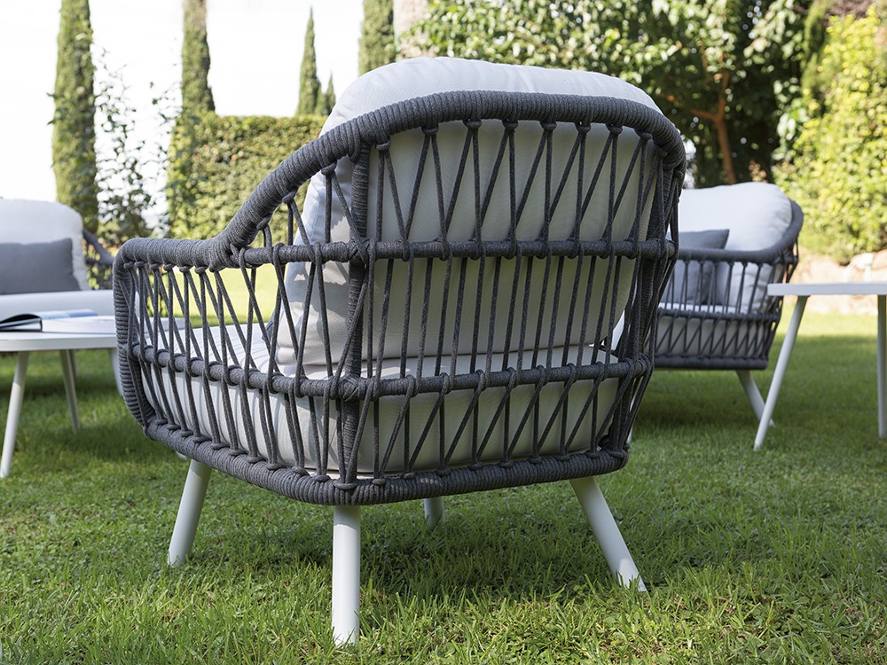 Sillón para salón exterior de estructura de aluminio y cuerda trenzada Madeira de Arkimueble - 3