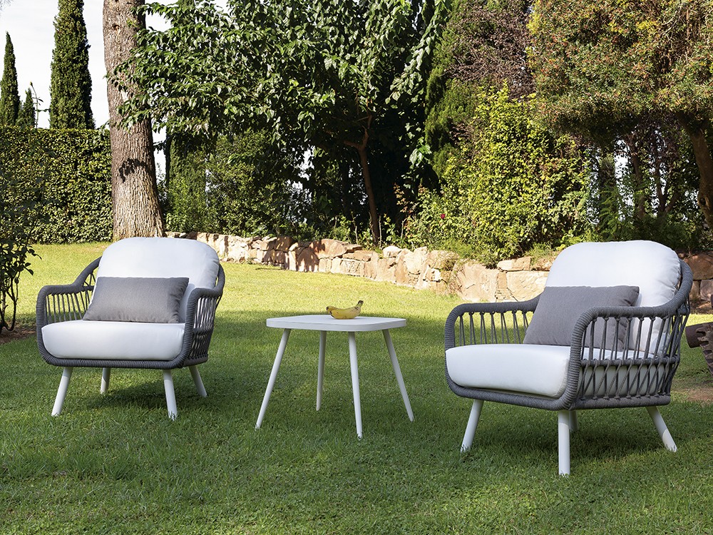Sillón para salón exterior de estructura de aluminio y cuerda trenzada Madeira de Arkimueble - 2