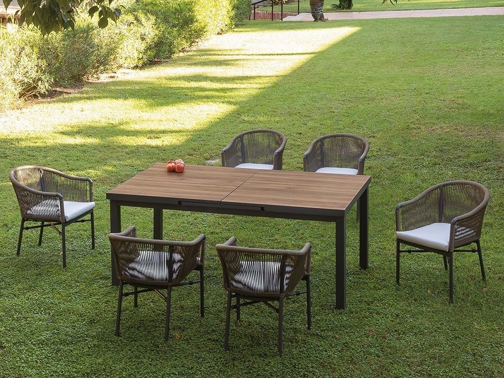 Silla apilable para comedor exterior Tivoli de aluminio y cuerda trenzada de Arkimueble - 3