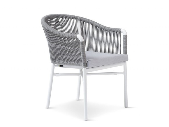 Silla apilable para comedor exterior Lazio de aluminio y cuerda trenzada de Arkimueble - 1