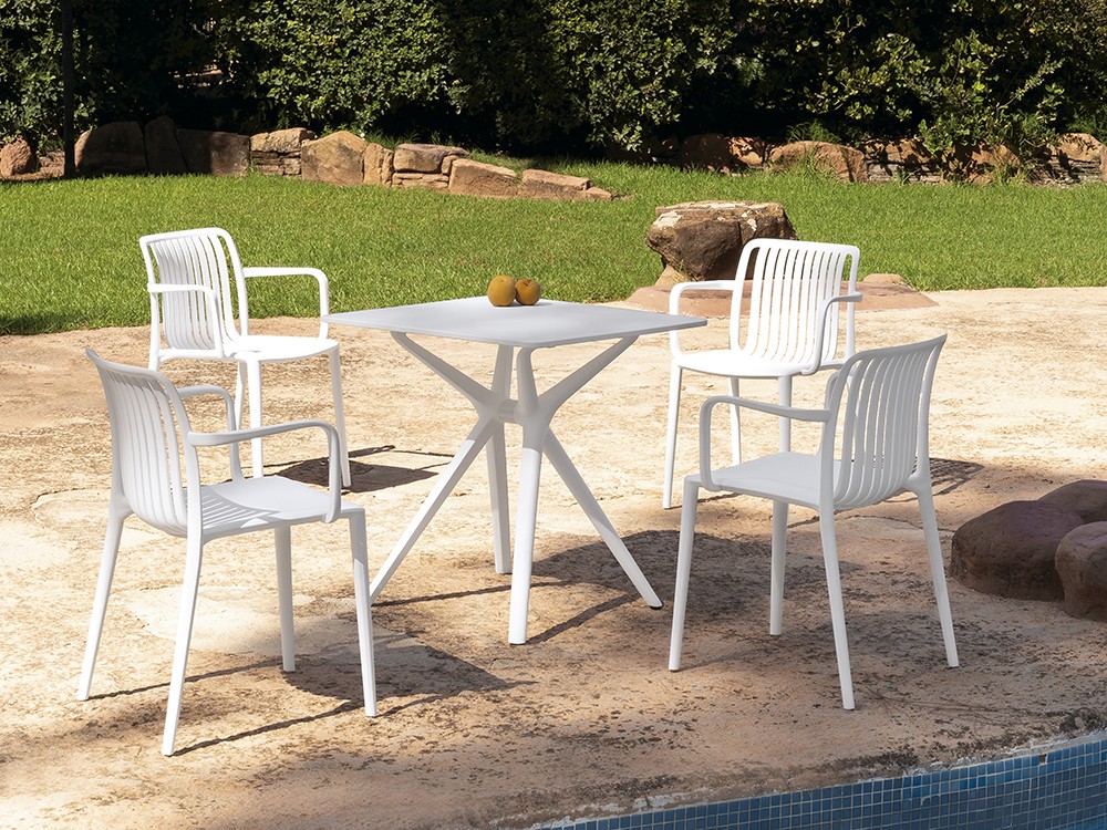 Silla apilable Oliva de polipropileno blanco para exterior de Arkimueble - 3