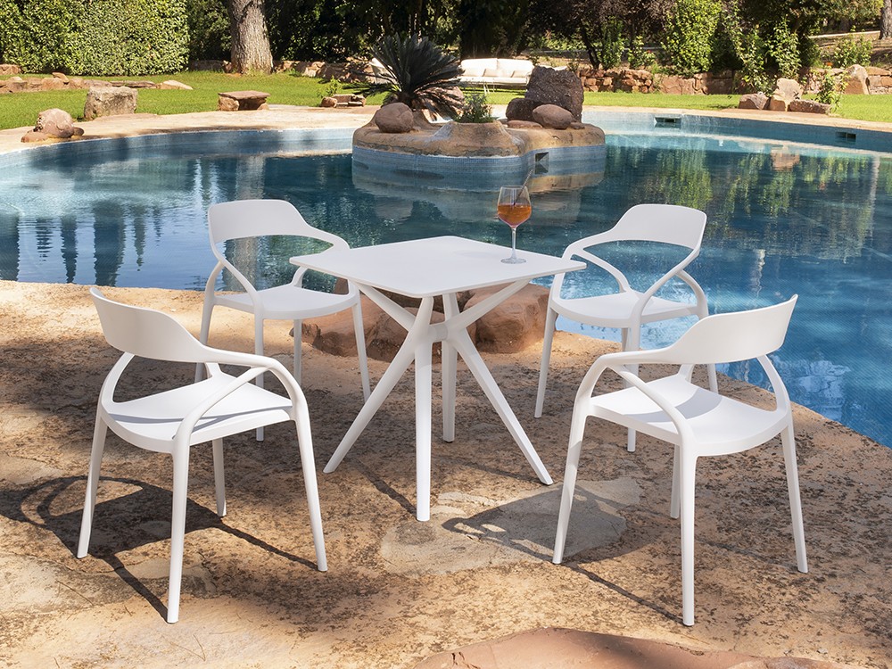 Silla apilable Pego de polipropileno blanco para exterior de Arkimueble - 3