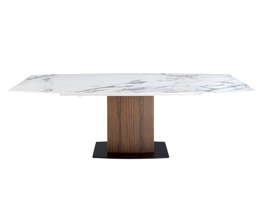 Mesa de comedor extensible 1133 con sobre porcelánico y base en chapa nogal de Ángel Cerdá - 6