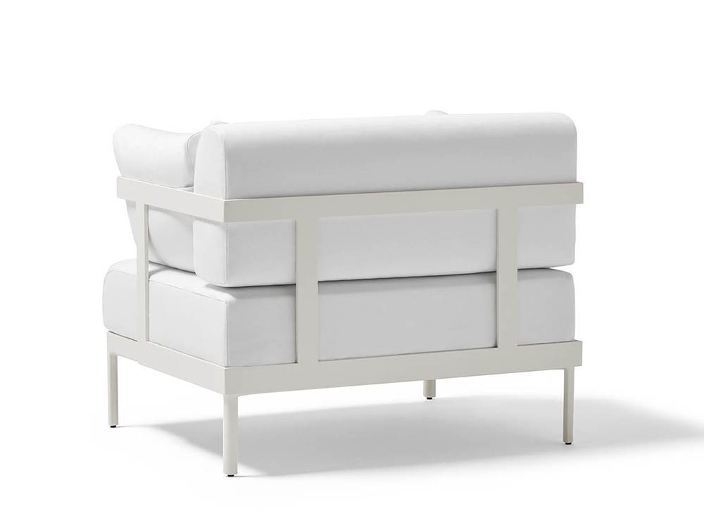 Sillón Legacy Essence para salón exterior de aluminio blanco o gris con cojines agora de Point - 11