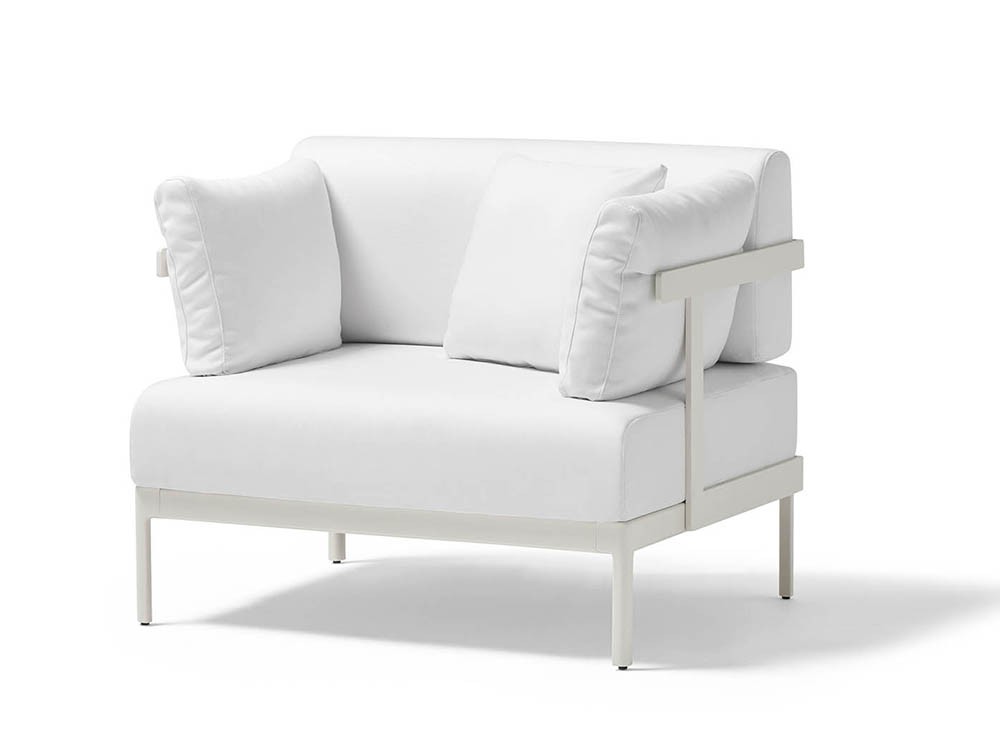 Sillón Legacy Essence para salón exterior de aluminio blanco o gris con cojines agora de Point - 13