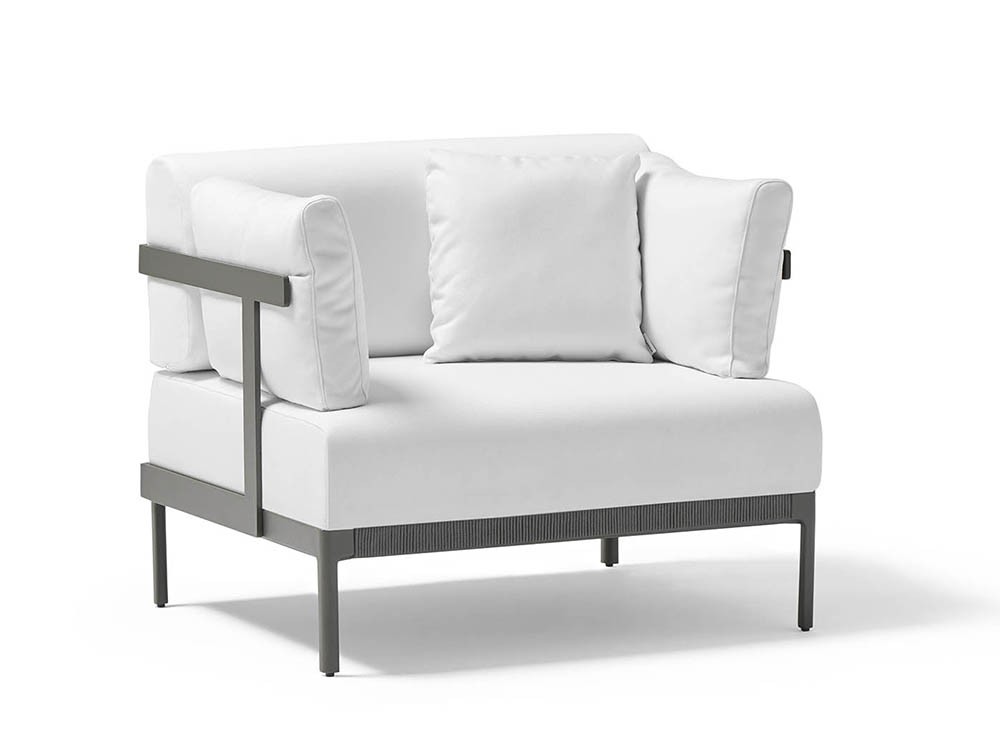 Sillón Legacy Essence para salón exterior de aluminio blanco o gris con cojines agora de Point - 4