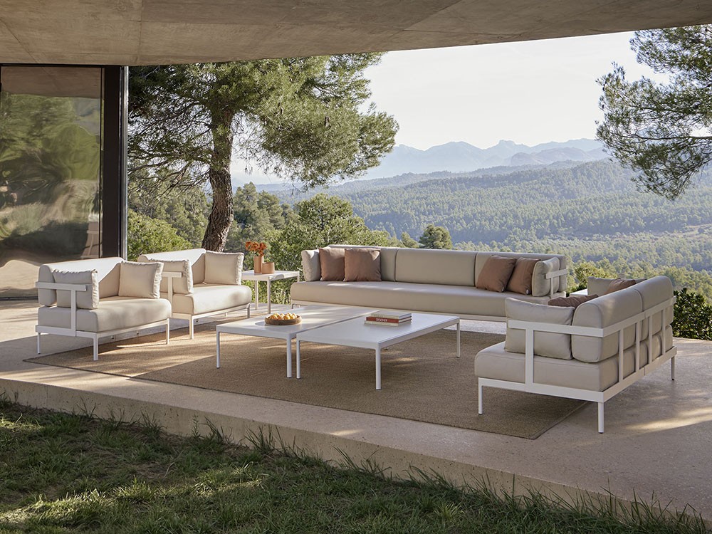 Sillón Legacy Essence para salón exterior de aluminio blanco o gris con cojines agora de Point - 22