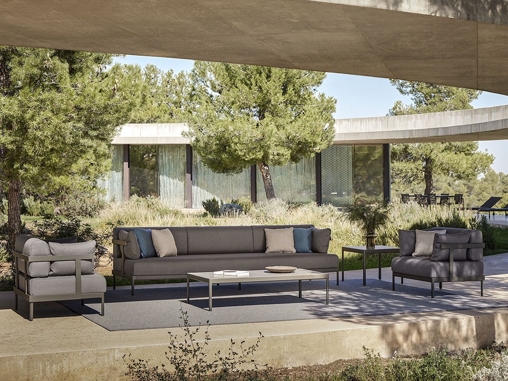 Sillón Legacy Essence para salón exterior de aluminio blanco o gris con cojines agora de Point - 24