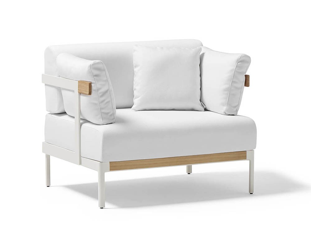 Sillón Legacy Essence para salón exterior de aluminio blanco o gris con cojines agora de Point - 25