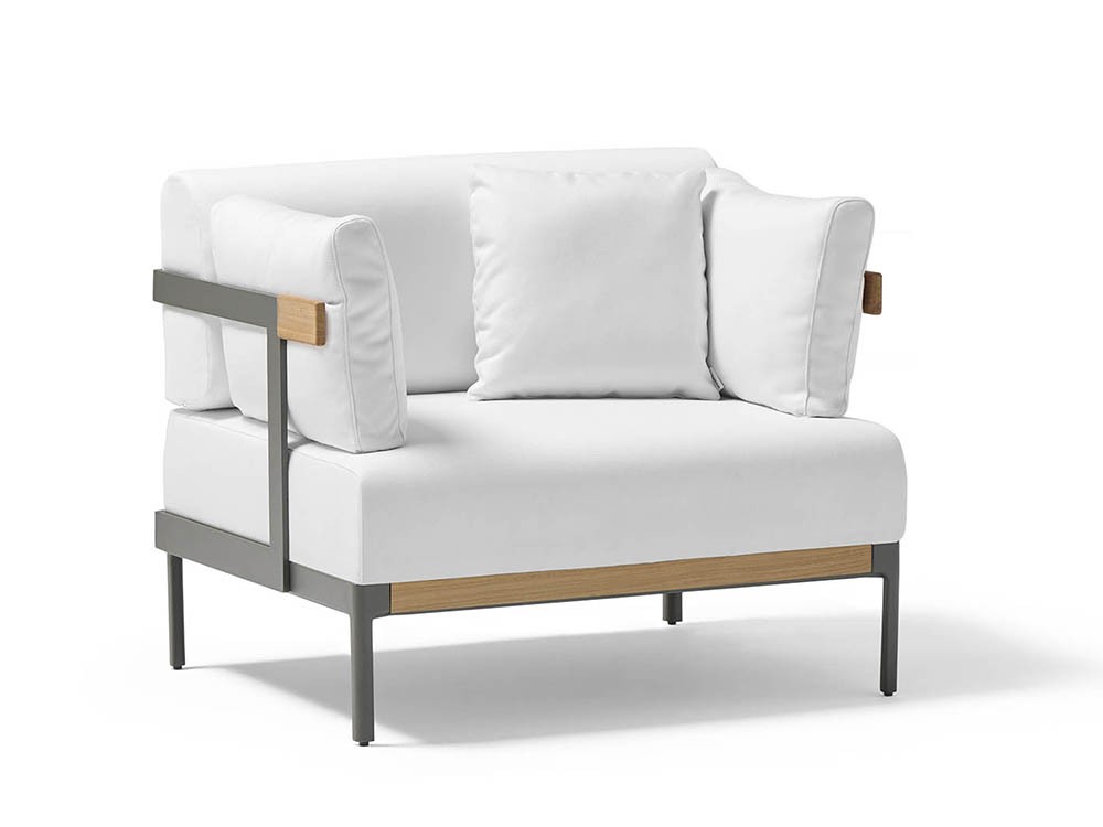 Sillón Legacy Essence para salón exterior de aluminio blanco o gris con cojines agora de Point - 26