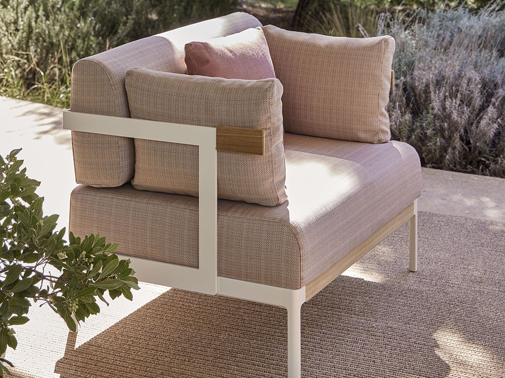 Sillón Legacy Essence para salón exterior de aluminio blanco o gris con cojines agora de Point - 27