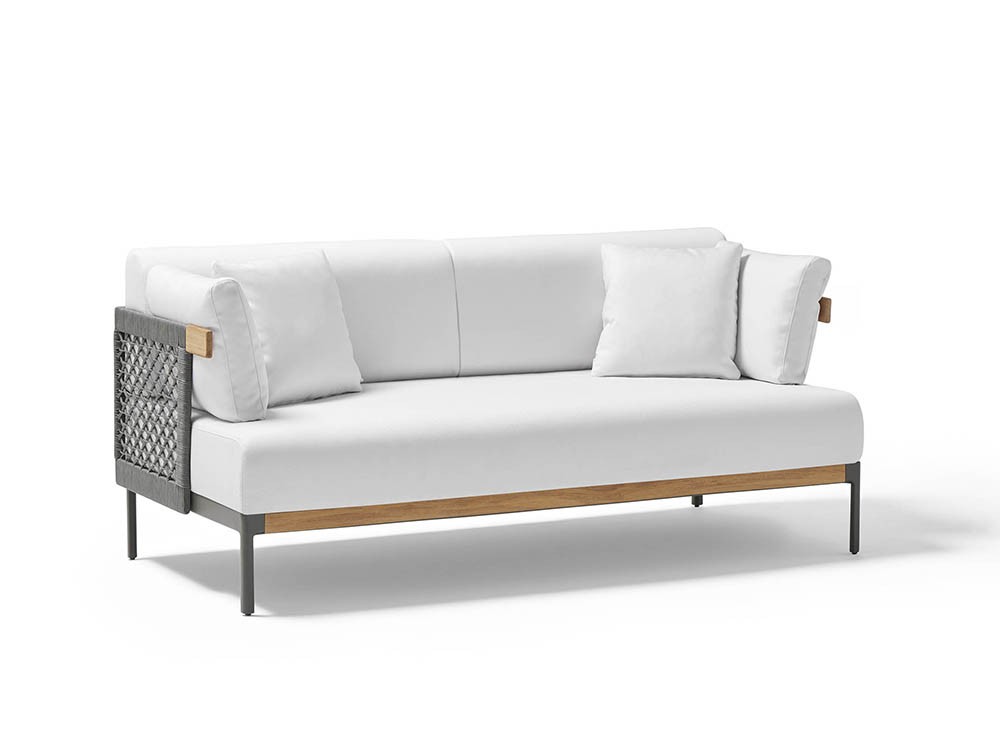 Sofá de dos o tres plazas para salón exterior Legacy Woven de aluminio y cuerda trenzada de Point  - 3