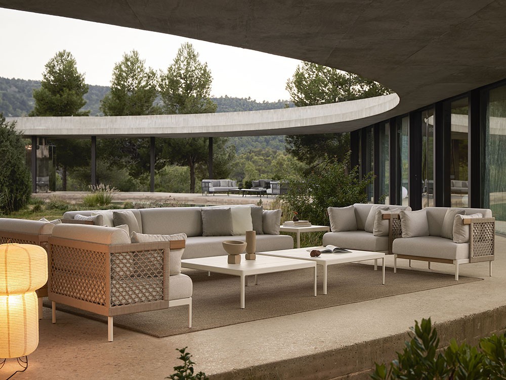 Sofá de dos o tres plazas para salón exterior Legacy Woven de aluminio y cuerda trenzada de Point  - 12