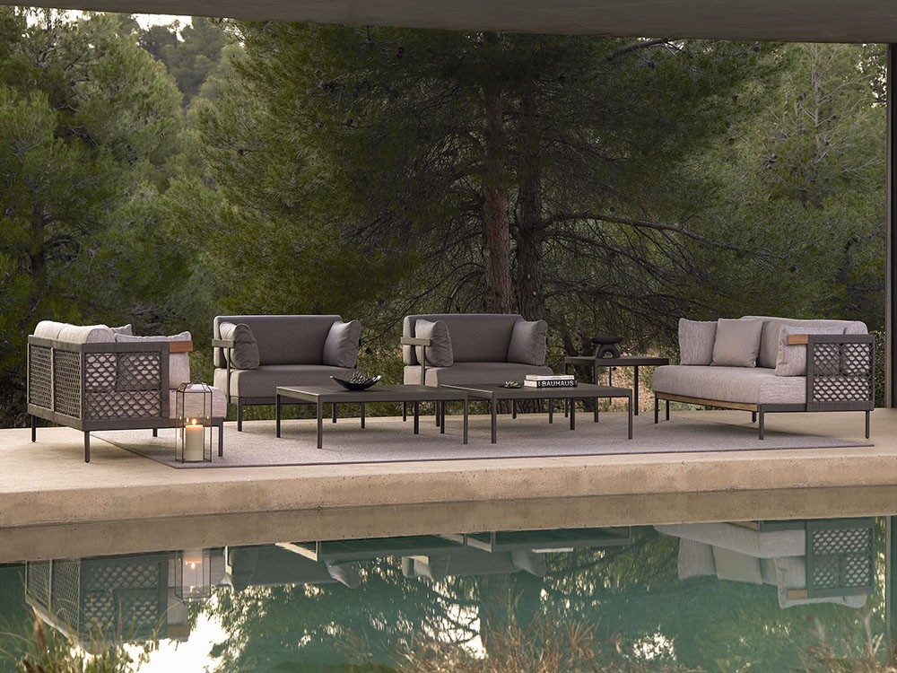 Sofá de dos o tres plazas para salón exterior Legacy Woven de aluminio y cuerda trenzada de Point  - 14