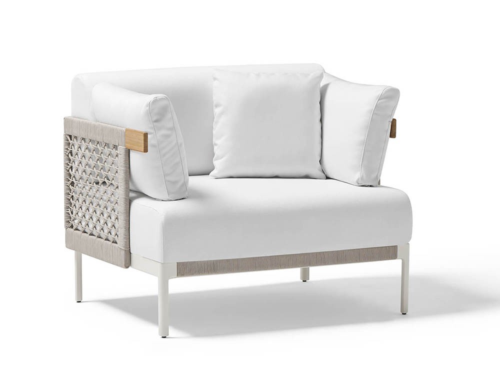 Sillón para salón exterior Legacy Woven de aluminio blanco o gris y cuerda trenzada de Point - 3