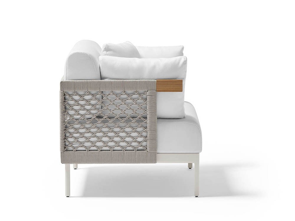 Sillón para salón exterior Legacy Woven de aluminio blanco o gris y cuerda trenzada de Point - 5