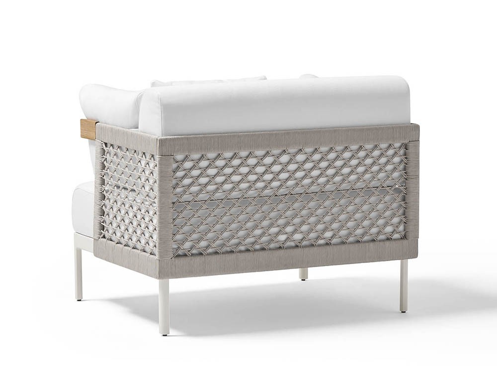 Sillón para salón exterior Legacy Woven de aluminio blanco o gris y cuerda trenzada de Point - 8