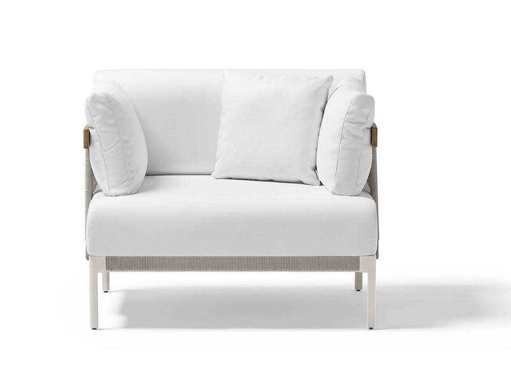 Sillón para salón exterior Legacy Woven de aluminio blanco o gris y cuerda trenzada de Point - 11