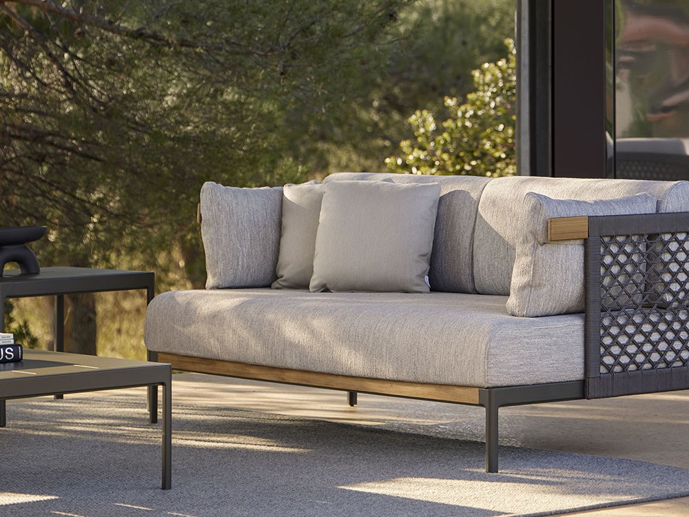 Sillón para salón exterior Legacy Woven de aluminio blanco o gris y cuerda trenzada de Point - 13