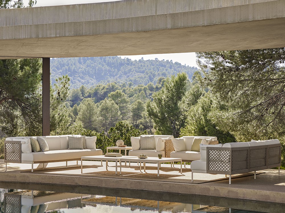 Sillón para salón exterior Legacy Woven de aluminio blanco o gris y cuerda trenzada de Point - 14