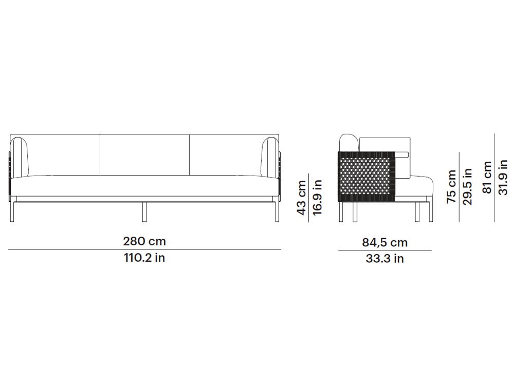 Sofá de dos o tres plazas para salón exterior Legacy Woven de aluminio y cuerda trenzada de Point  - 7