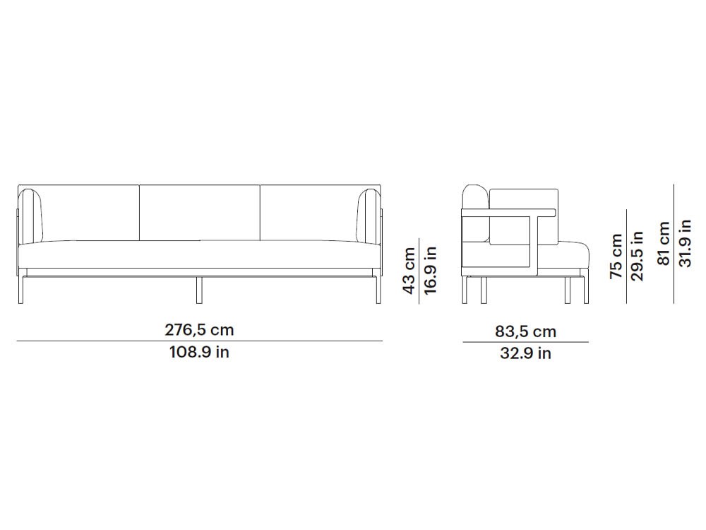 Sofá de dos o tres plazas Legacy Essence para salón exterior de aluminio blanco o gris con cojines agora de Point - 18