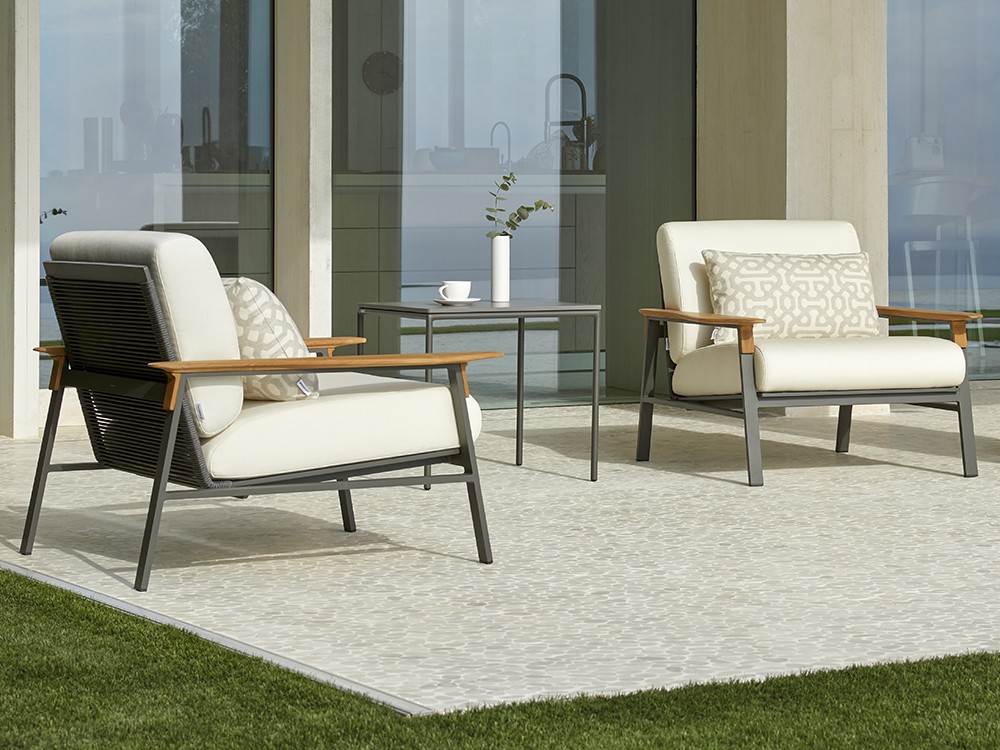 Mesa auxiliar cuadrada para salón exterior de aluminio y hpl o porcelánico City Point - 3