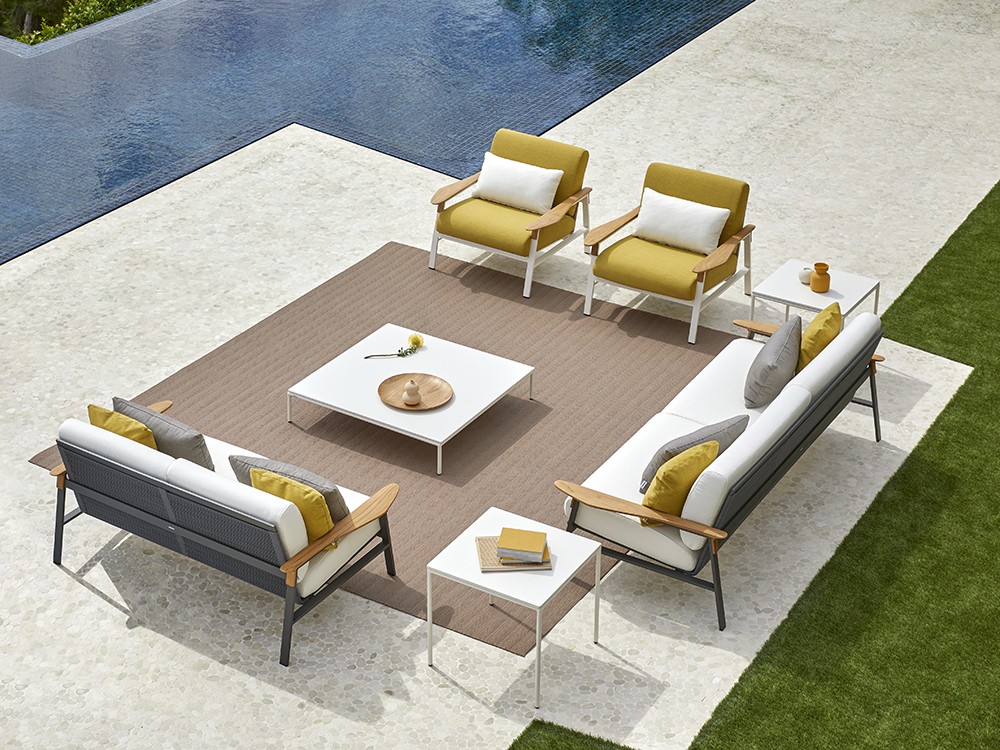 Mesa auxiliar cuadrada para salón exterior de aluminio y hpl o porcelánico City Point - 4