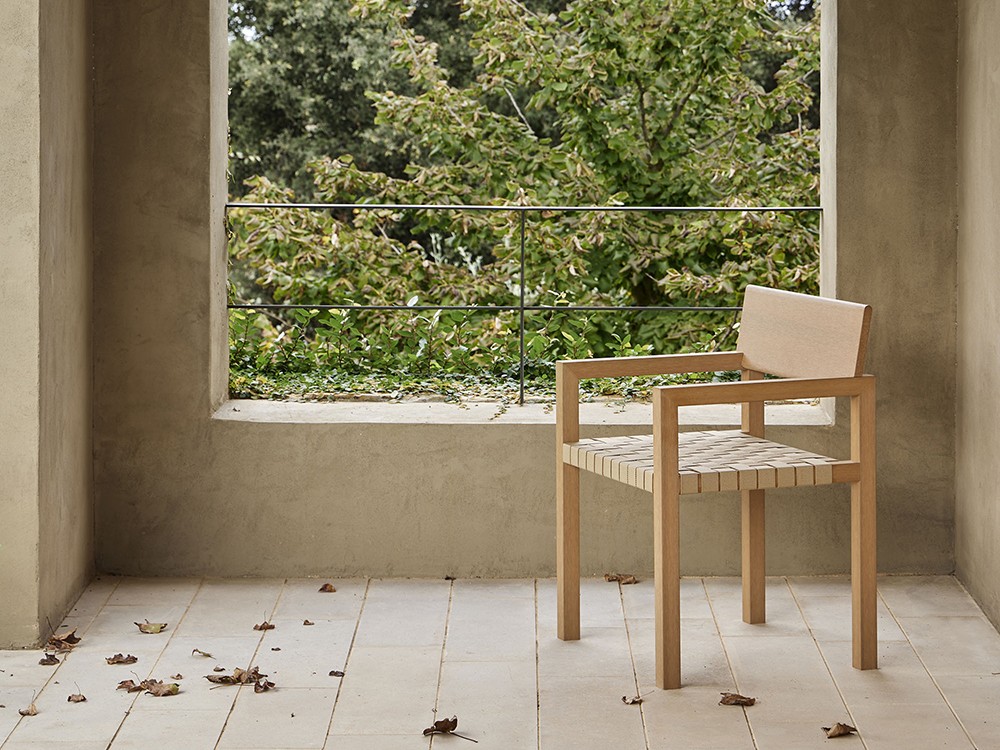 Silla de comedor exterior de TechTeak con asiento de tiras de cuerda trenzada Kubik de Point - 1