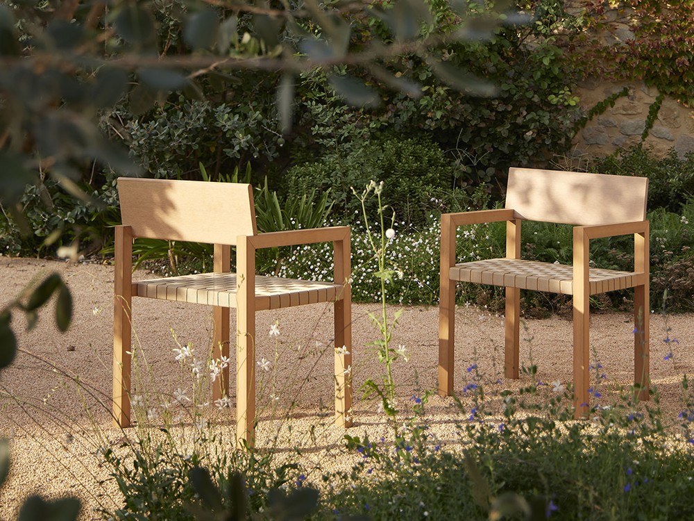 Silla de comedor exterior de TechTeak con asiento de tiras de cuerda trenzada Kubik de Point - 3