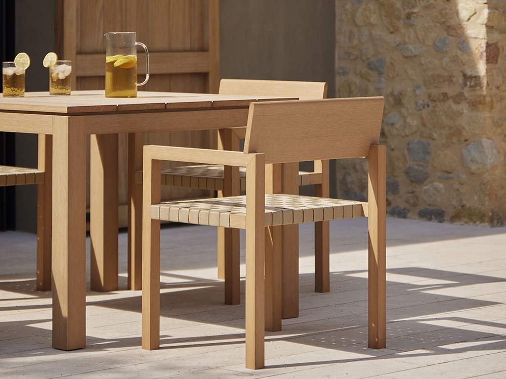 Silla de comedor exterior de TechTeak con asiento de tiras de cuerda trenzada Kubik de Point - 11