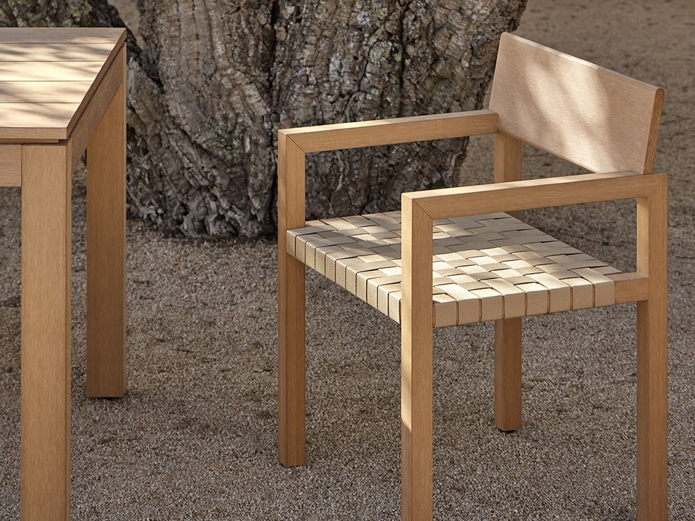 Silla de comedor exterior de TechTeak con asiento de tiras de cuerda trenzada Kubik de Point - 12