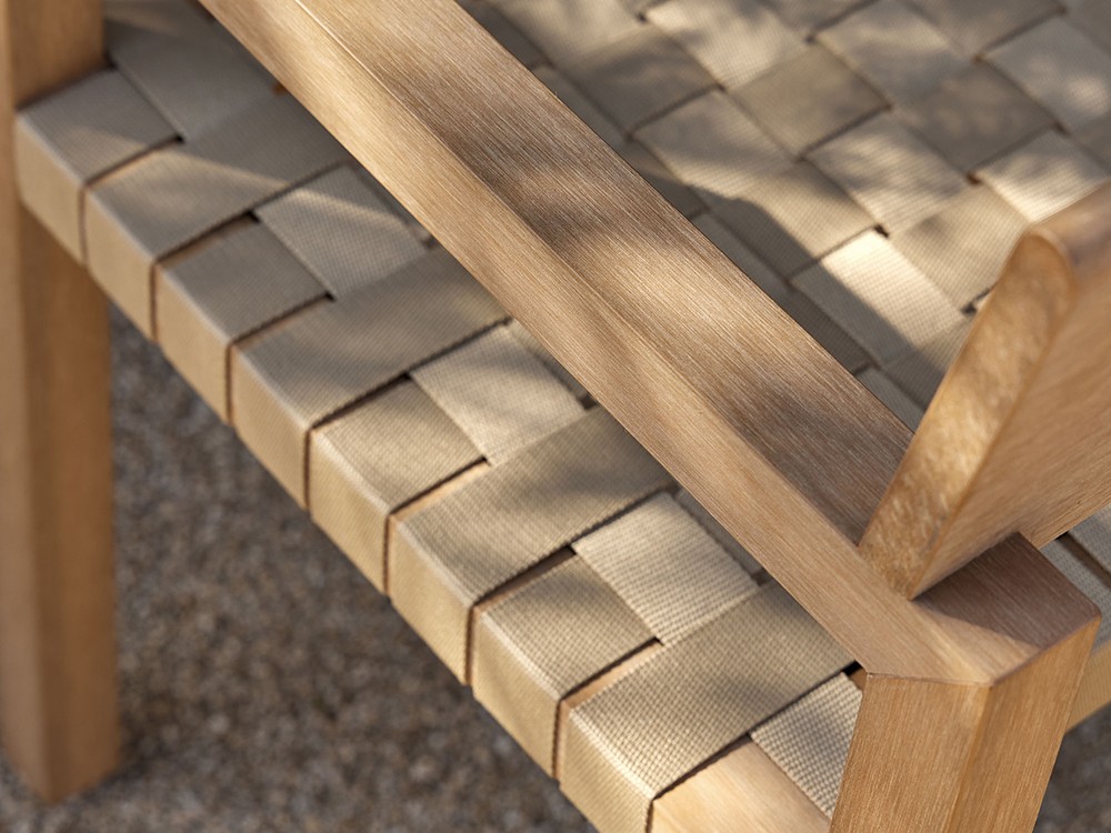 Silla de comedor exterior de TechTeak con asiento de tiras de cuerda trenzada Kubik de Point - 13