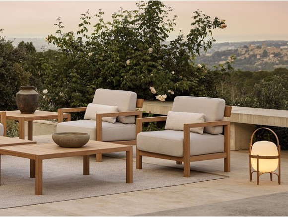 Sillón para salón exterior de techteak con asientos tapizados Kubik de Point - 1