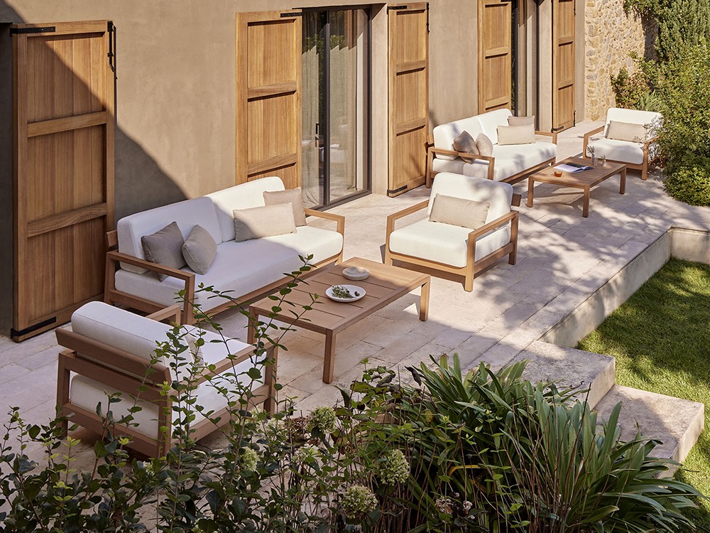 Sillón para salón exterior de techteak con asientos tapizados Kubik de Point - 11