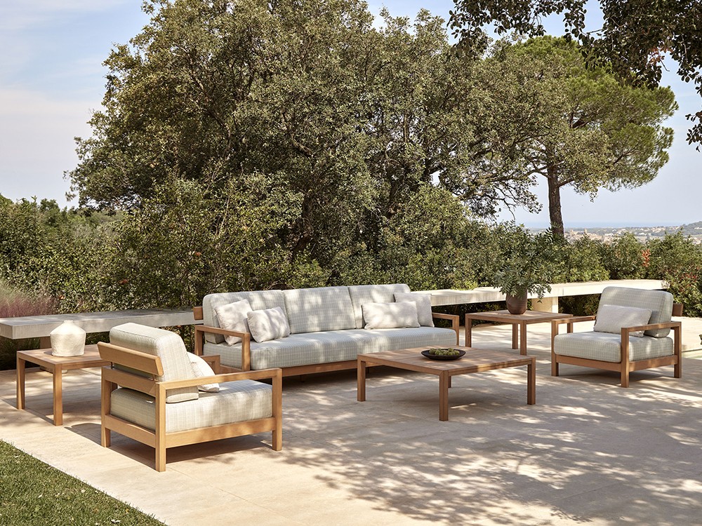 Sillón para salón exterior de techteak con asientos tapizados Kubik de Point - 14