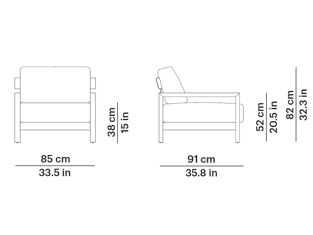 Sillón para salón exterior de techteak con asientos tapizados Kubik de Point - 3