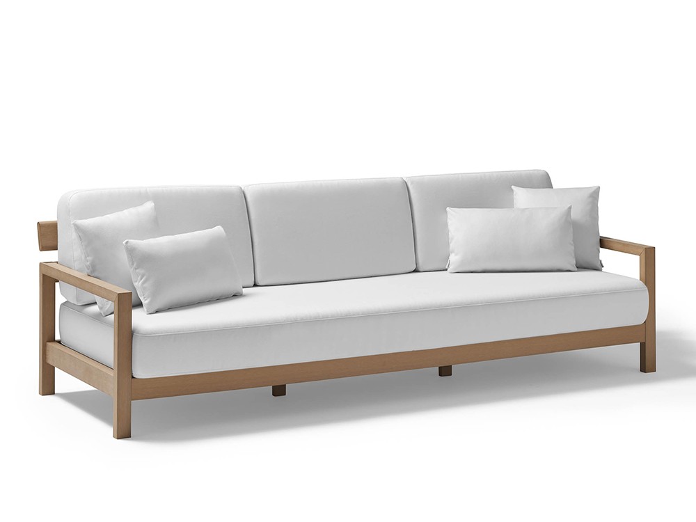 Sofá de dos o tres plazas para salón exterior de techteak y tejido agora Kubik de Point - 3