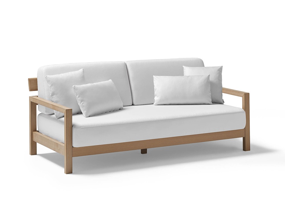 Sofá de dos o tres plazas para salón exterior de techteak y tejido agora Kubik de Point - 2