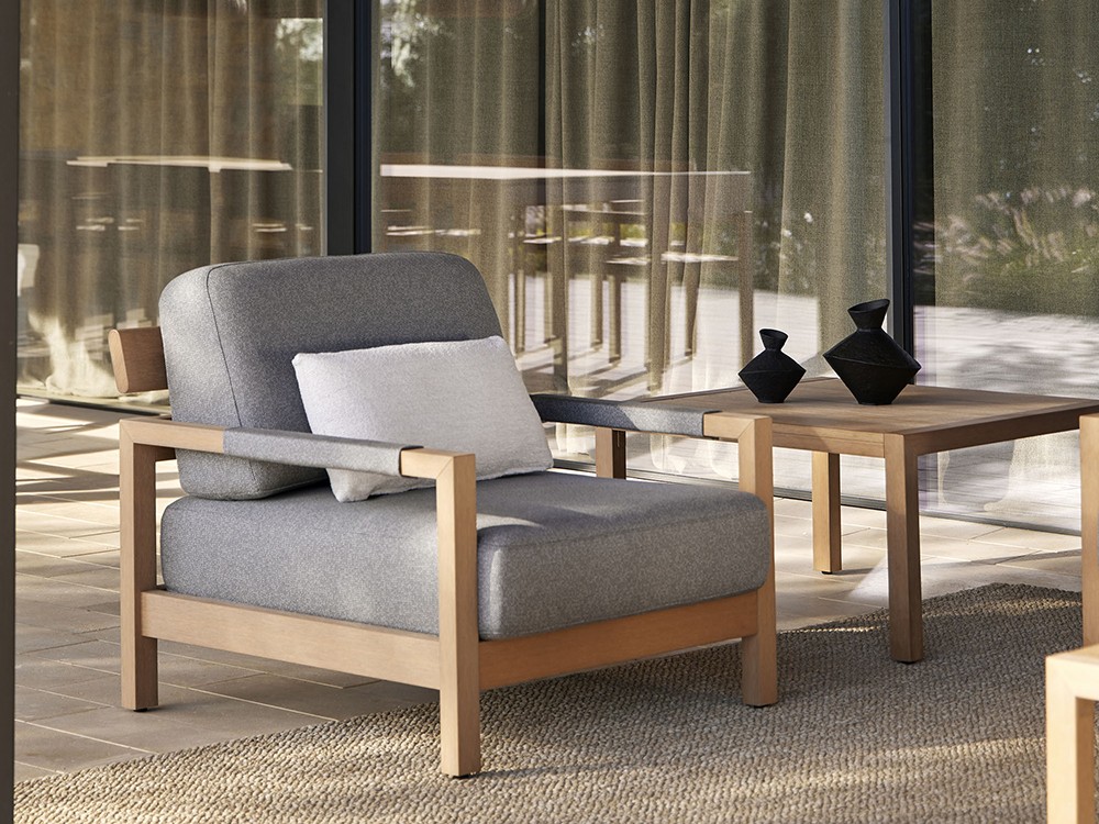 Mesa auxiliar para salón exterior de techteak Kubik de Point - 4