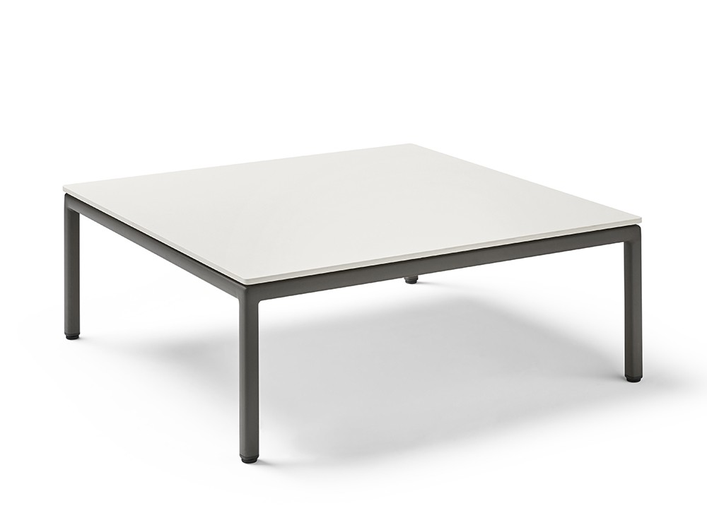 Mesa de centro para salón exterior cuadrada de aluminio y hpl o porcelánico Long Island Point  - 2